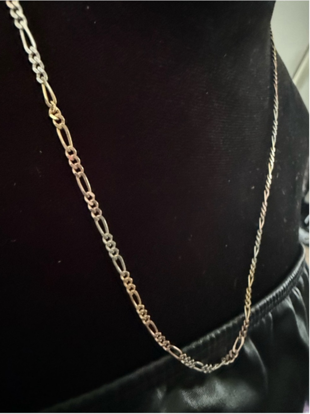 Italian 925 Sterling Tri-Color Figaro Chain Necklace 20” HAN Silver Rose Gold - Picture 7 of 9